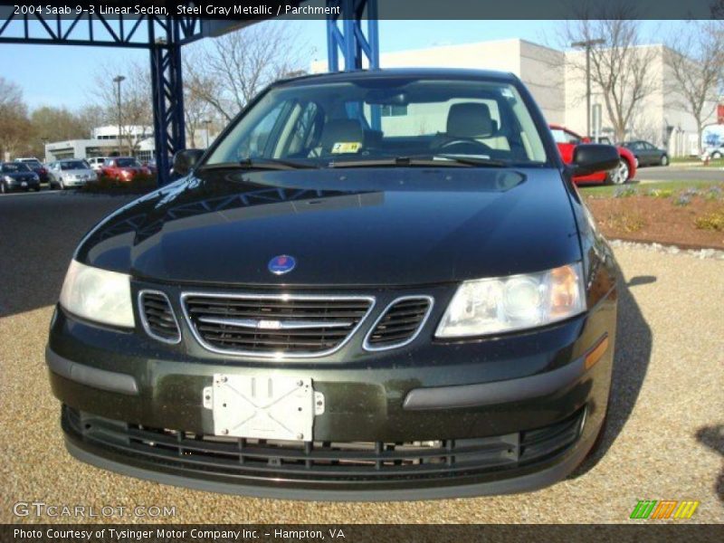 Steel Gray Metallic / Parchment 2004 Saab 9-3 Linear Sedan