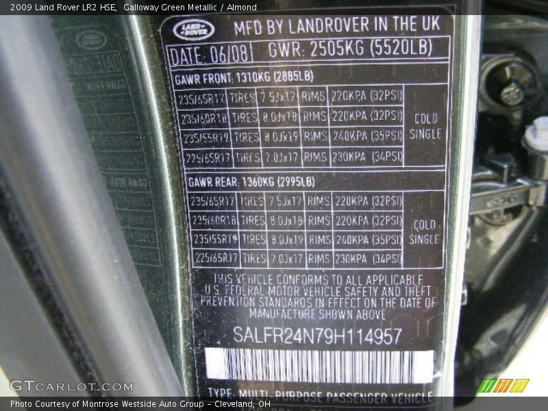 Galloway Green Metallic / Almond 2009 Land Rover LR2 HSE