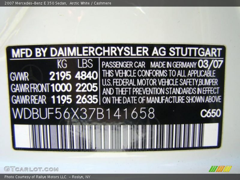 Arctic White / Cashmere 2007 Mercedes-Benz E 350 Sedan