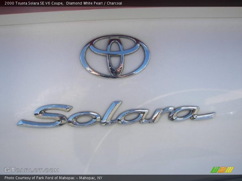 Diamond White Pearl / Charcoal 2000 Toyota Solara SE V6 Coupe