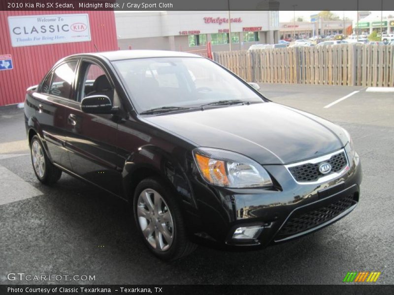 Midnight Black / Gray Sport Cloth 2010 Kia Rio SX Sedan