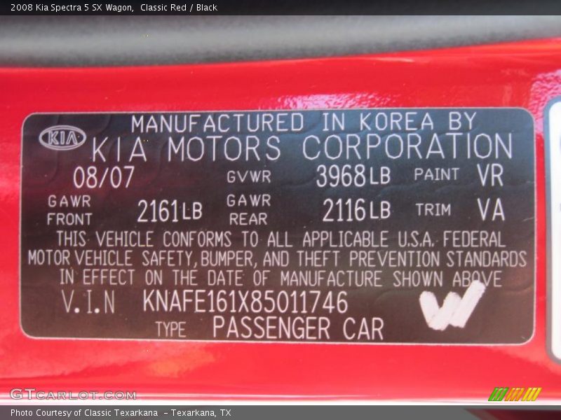 Classic Red / Black 2008 Kia Spectra 5 SX Wagon