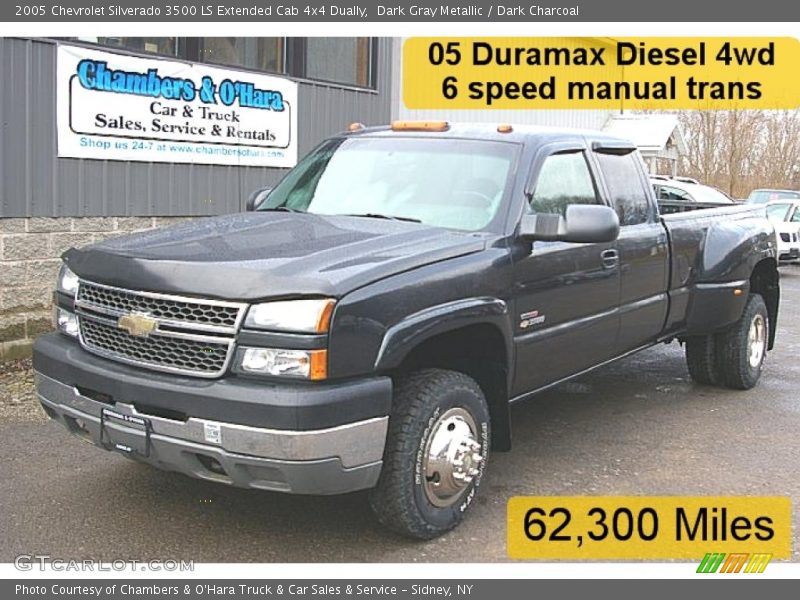 Dark Gray Metallic / Dark Charcoal 2005 Chevrolet Silverado 3500 LS Extended Cab 4x4 Dually