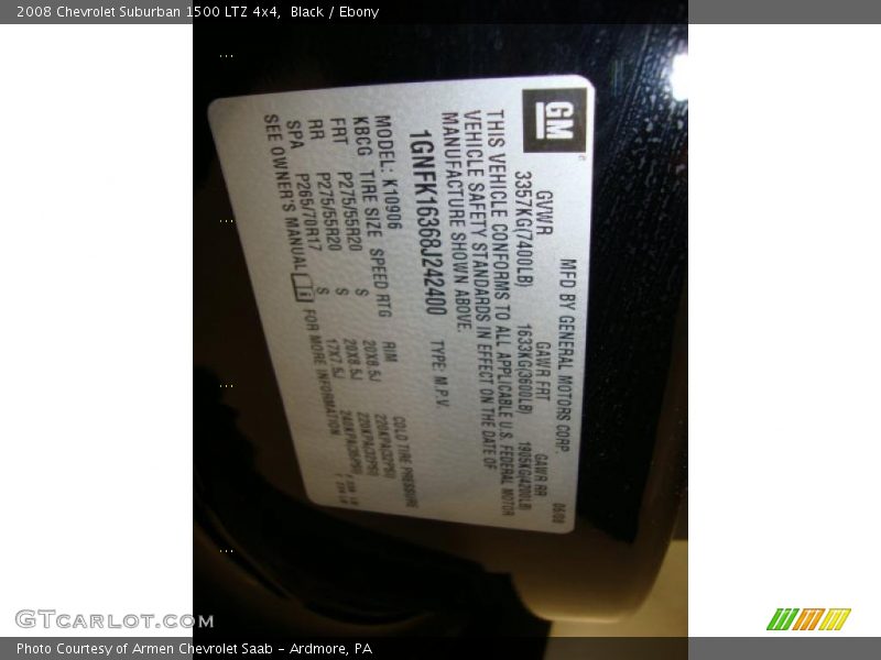 Black / Ebony 2008 Chevrolet Suburban 1500 LTZ 4x4