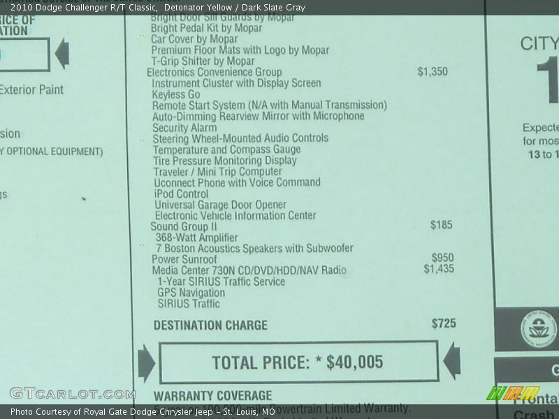 Detonator Yellow / Dark Slate Gray 2010 Dodge Challenger R/T Classic