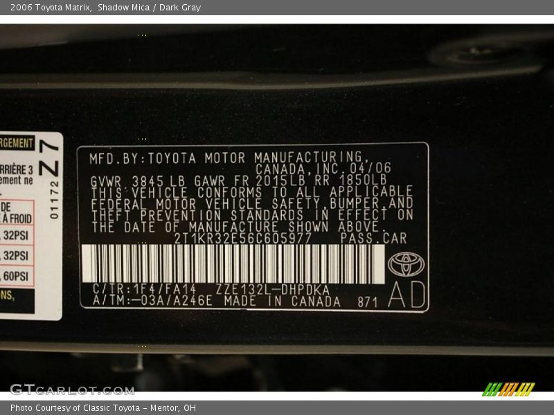 Shadow Mica / Dark Gray 2006 Toyota Matrix