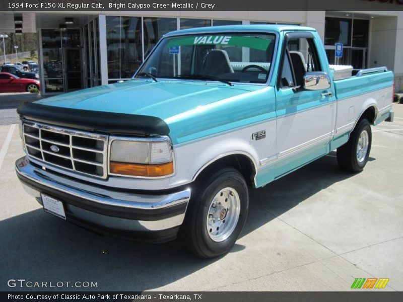 Bright Calypso Green Metallic / Grey 1994 Ford F150 XL Regular Cab