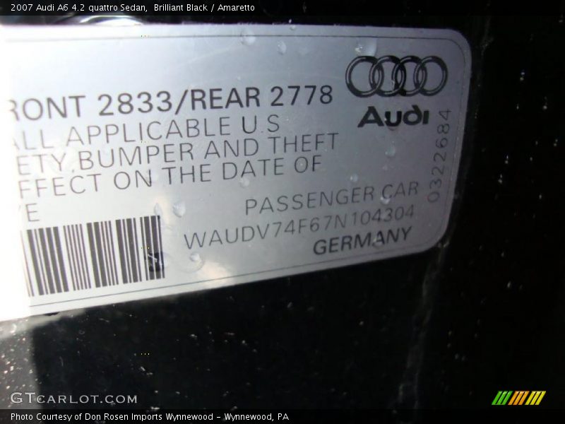 Brilliant Black / Amaretto 2007 Audi A6 4.2 quattro Sedan