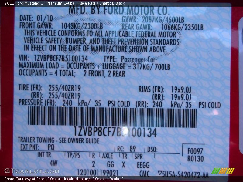 Race Red / Charcoal Black 2011 Ford Mustang GT Premium Coupe