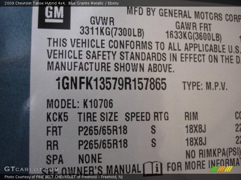 Blue Granite Metallic / Ebony 2009 Chevrolet Tahoe Hybrid 4x4