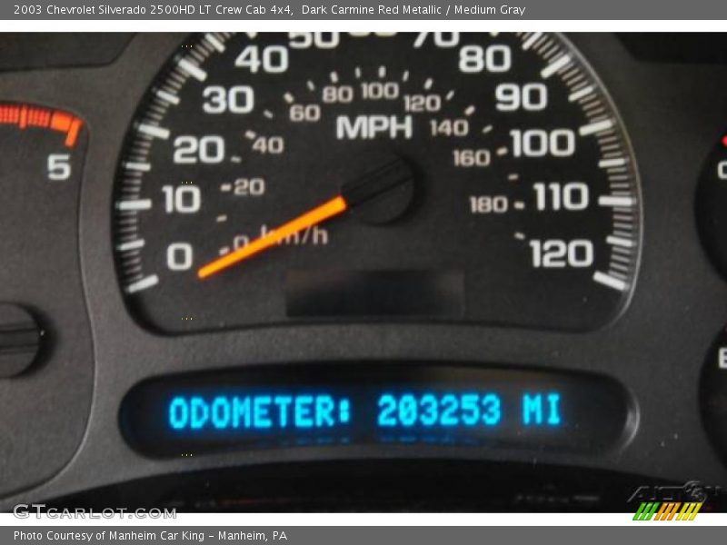 Dark Carmine Red Metallic / Medium Gray 2003 Chevrolet Silverado 2500HD LT Crew Cab 4x4