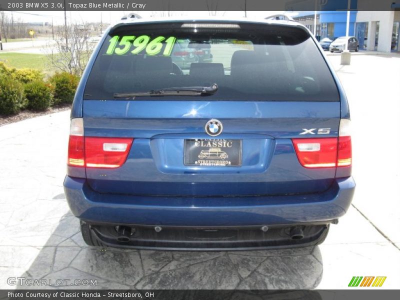 Topaz Blue Metallic / Gray 2003 BMW X5 3.0i