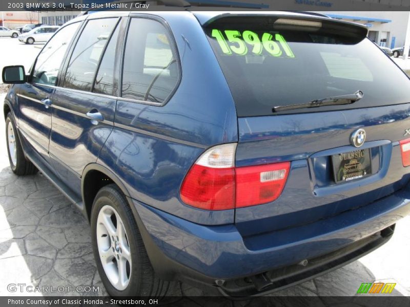 Topaz Blue Metallic / Gray 2003 BMW X5 3.0i