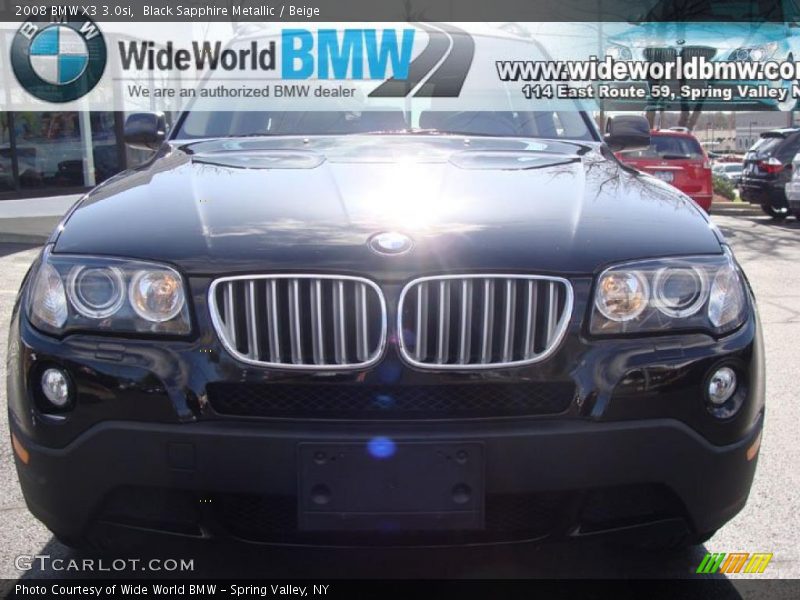 Black Sapphire Metallic / Beige 2008 BMW X3 3.0si