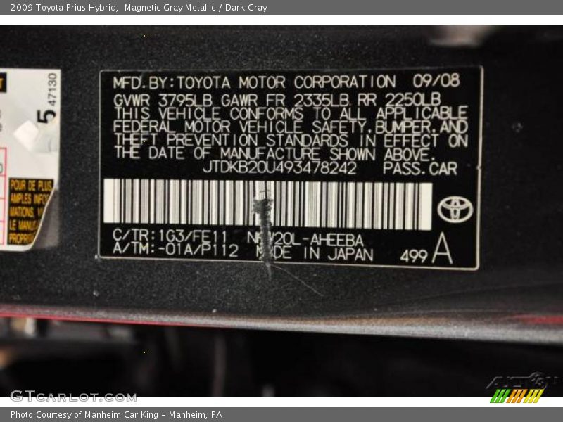 Magnetic Gray Metallic / Dark Gray 2009 Toyota Prius Hybrid