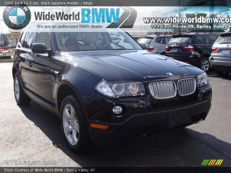 Black Sapphire Metallic / Beige 2008 BMW X3 3.0si