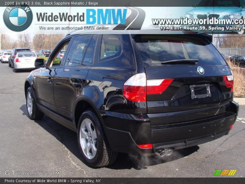 Black Sapphire Metallic / Beige 2008 BMW X3 3.0si