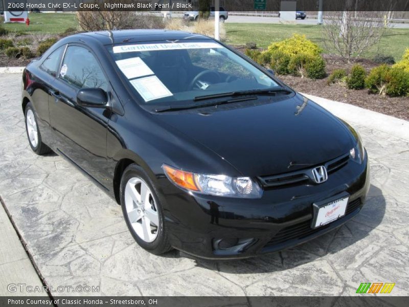 Nighthawk Black Pearl / Black 2008 Honda Civic EX-L Coupe
