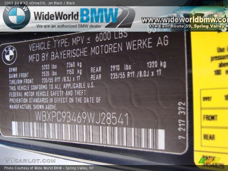 Jet Black / Black 2009 BMW X3 xDrive30i