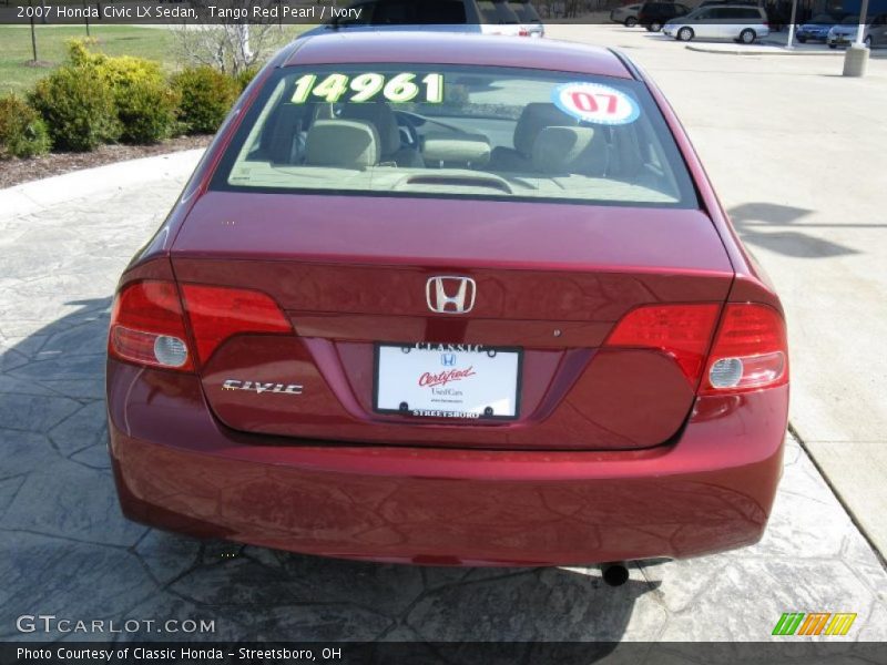 Tango Red Pearl / Ivory 2007 Honda Civic LX Sedan