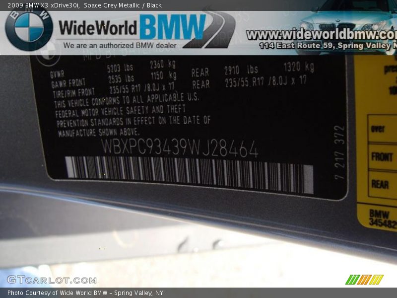 Space Grey Metallic / Black 2009 BMW X3 xDrive30i