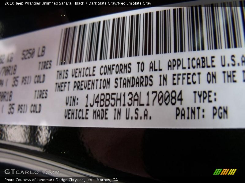Black / Dark Slate Gray/Medium Slate Gray 2010 Jeep Wrangler Unlimited Sahara