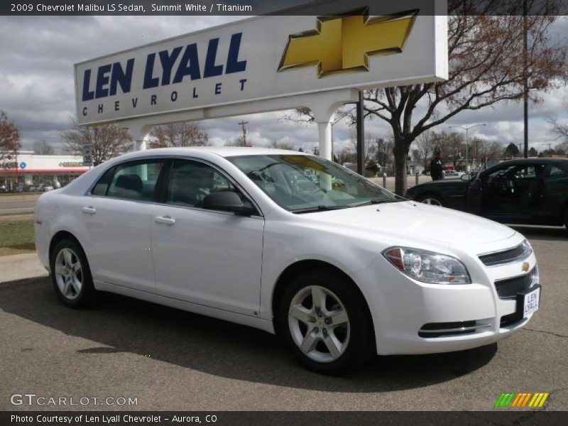 Summit White / Titanium 2009 Chevrolet Malibu LS Sedan
