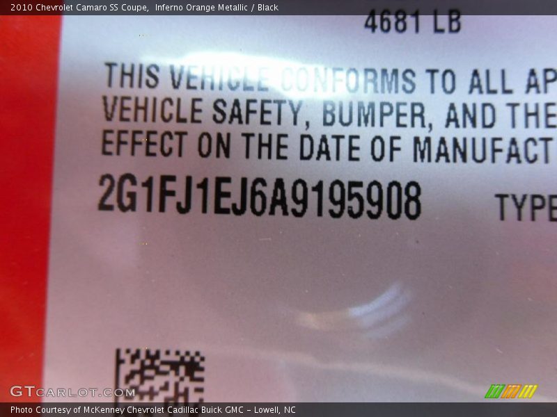 Inferno Orange Metallic / Black 2010 Chevrolet Camaro SS Coupe