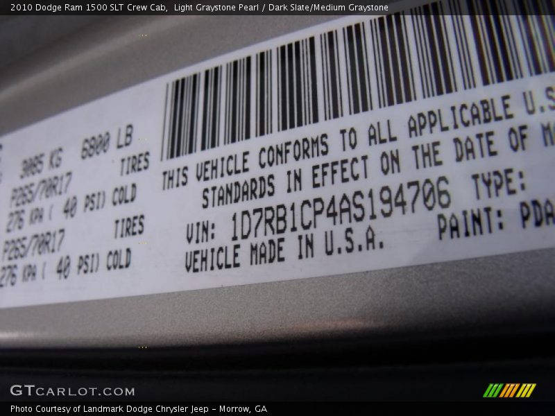 Light Graystone Pearl / Dark Slate/Medium Graystone 2010 Dodge Ram 1500 SLT Crew Cab