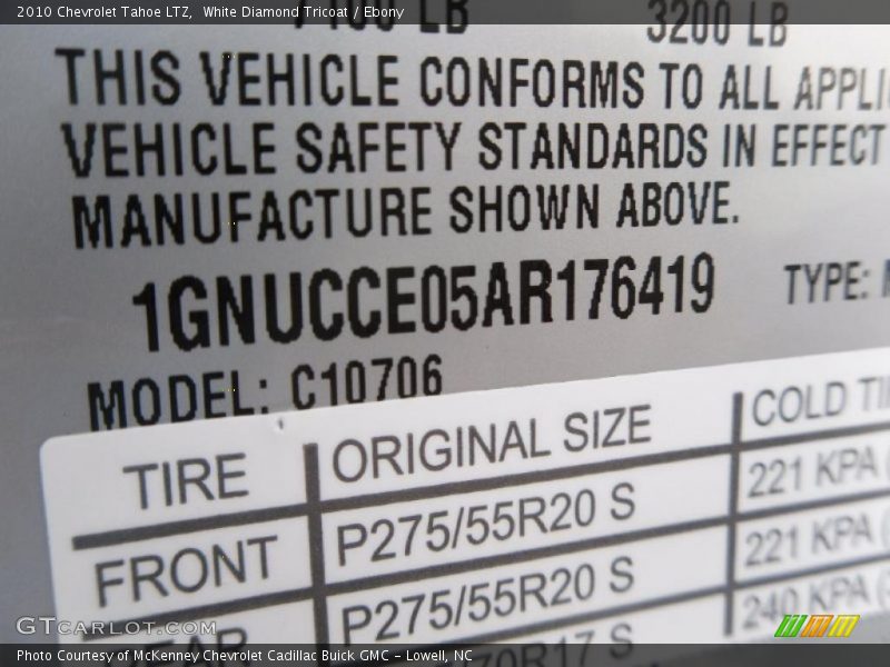 White Diamond Tricoat / Ebony 2010 Chevrolet Tahoe LTZ