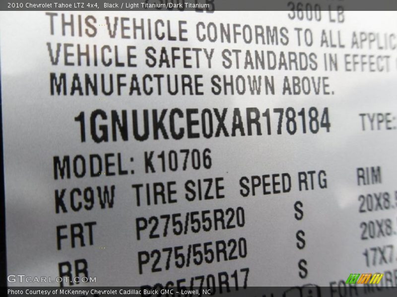 Black / Light Titanium/Dark Titanium 2010 Chevrolet Tahoe LTZ 4x4