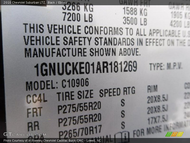 Black / Ebony 2010 Chevrolet Suburban LTZ
