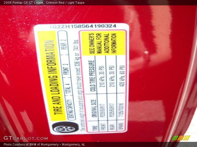 Crimson Red / Light Taupe 2006 Pontiac G6 GT Coupe