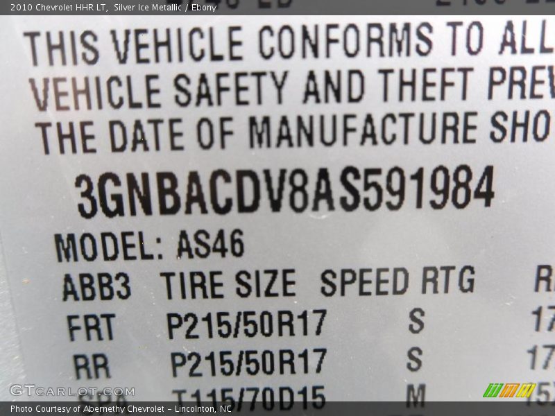 Silver Ice Metallic / Ebony 2010 Chevrolet HHR LT