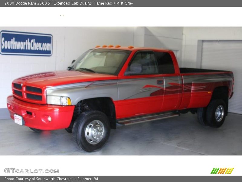 Flame Red / Mist Gray 2000 Dodge Ram 3500 ST Extended Cab Dually