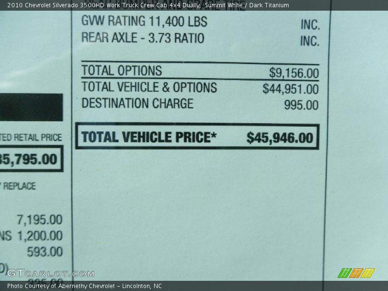 Summit White / Dark Titanium 2010 Chevrolet Silverado 3500HD Work Truck Crew Cab 4x4 Dually