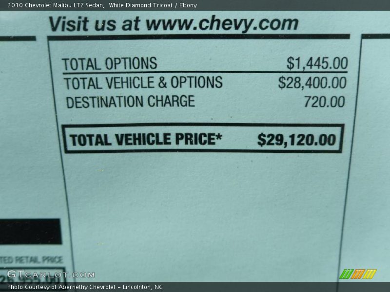 White Diamond Tricoat / Ebony 2010 Chevrolet Malibu LTZ Sedan