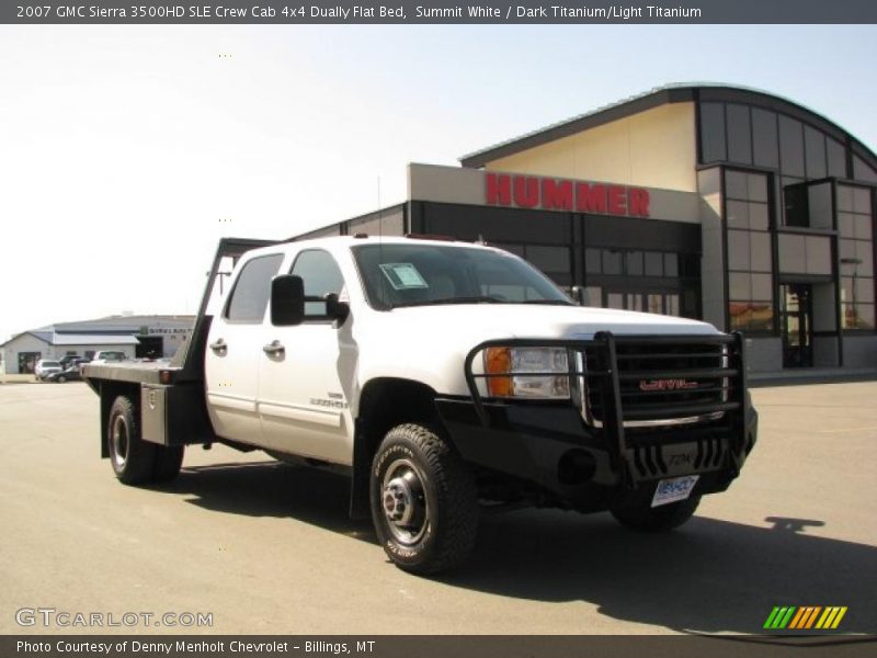 Summit White / Dark Titanium/Light Titanium 2007 GMC Sierra 3500HD SLE Crew Cab 4x4 Dually Flat Bed