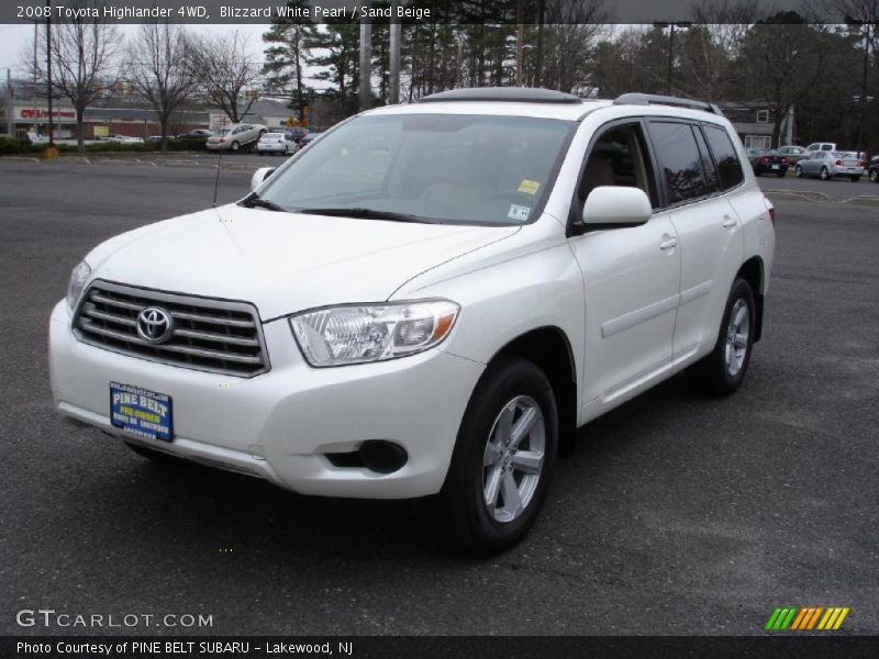 Blizzard White Pearl / Sand Beige 2008 Toyota Highlander 4WD
