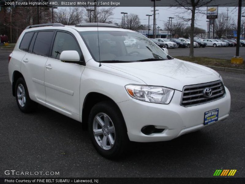 Blizzard White Pearl / Sand Beige 2008 Toyota Highlander 4WD