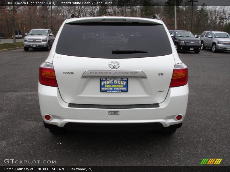 Blizzard White Pearl / Sand Beige 2008 Toyota Highlander 4WD