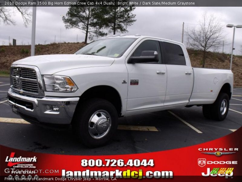 Bright White / Dark Slate/Medium Graystone 2010 Dodge Ram 3500 Big Horn Edition Crew Cab 4x4 Dually