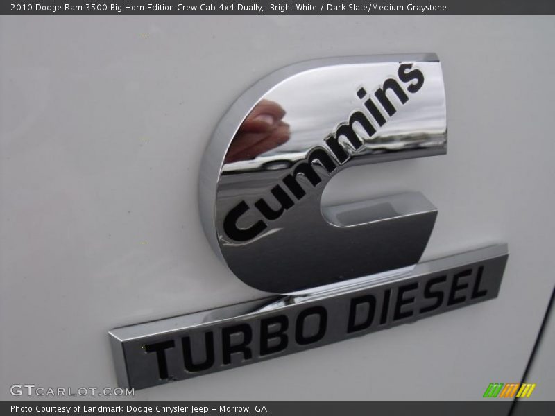 Bright White / Dark Slate/Medium Graystone 2010 Dodge Ram 3500 Big Horn Edition Crew Cab 4x4 Dually