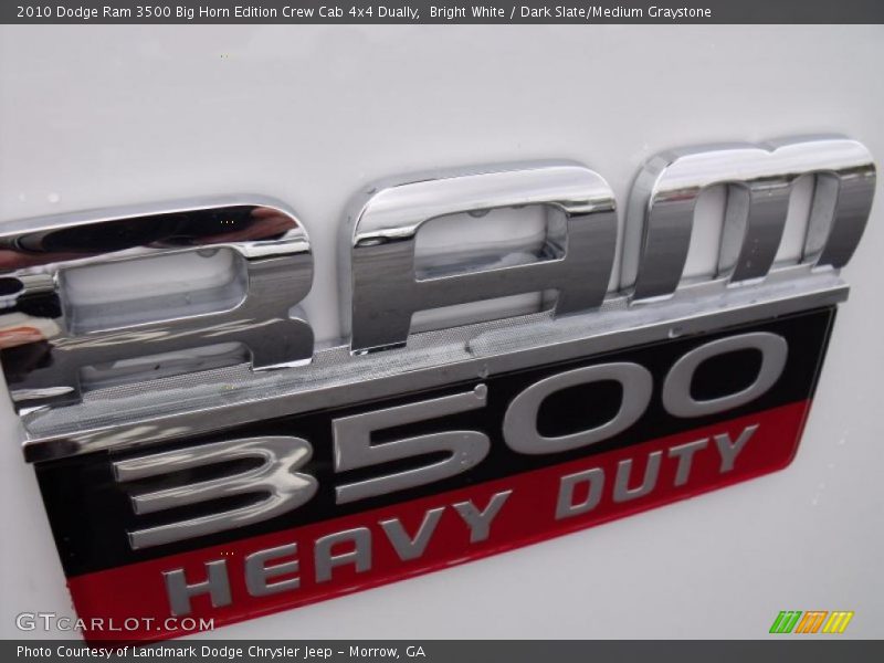 Bright White / Dark Slate/Medium Graystone 2010 Dodge Ram 3500 Big Horn Edition Crew Cab 4x4 Dually