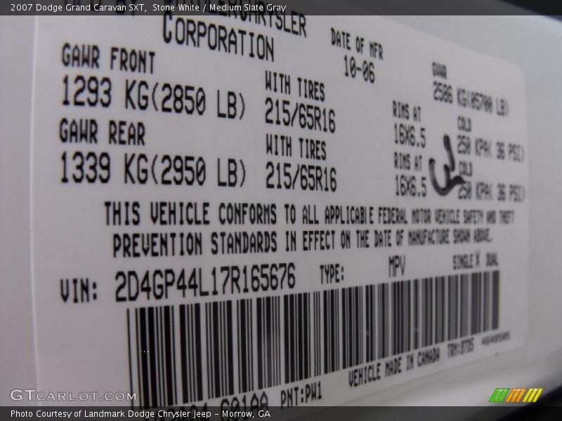 Stone White / Medium Slate Gray 2007 Dodge Grand Caravan SXT