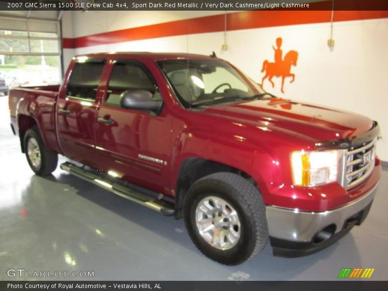 Sport Dark Red Metallic / Very Dark Cashmere/Light Cashmere 2007 GMC Sierra 1500 SLE Crew Cab 4x4