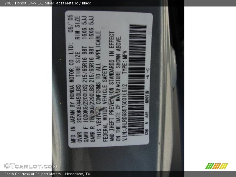 Silver Moss Metallic / Black 2005 Honda CR-V LX