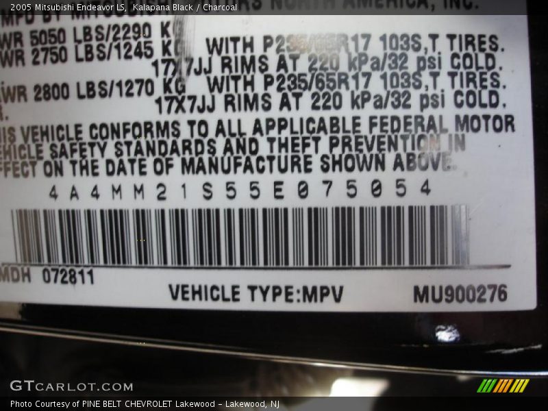 Kalapana Black / Charcoal 2005 Mitsubishi Endeavor LS