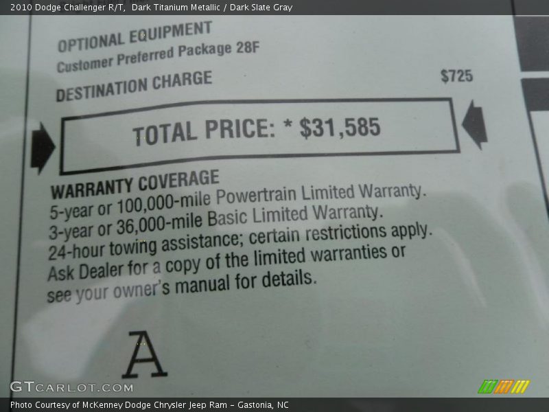 Dark Titanium Metallic / Dark Slate Gray 2010 Dodge Challenger R/T