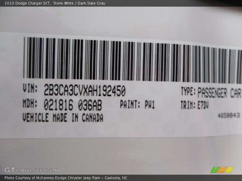 Stone White / Dark Slate Gray 2010 Dodge Charger SXT